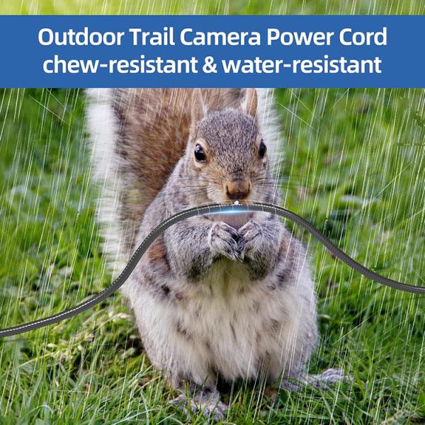 Ratproof Chew Proof Resistant Metal Jacket DC 5.5x2.1mm 4.0x1.7mm to Spade Connector Power Extension Cable for Trail Cameras