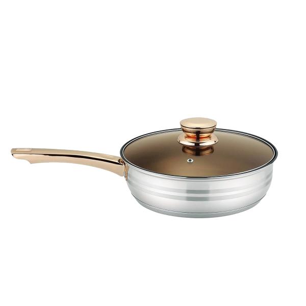 Home 12pcs Stainless Steel Cookware Set Golden Handle Sustainable