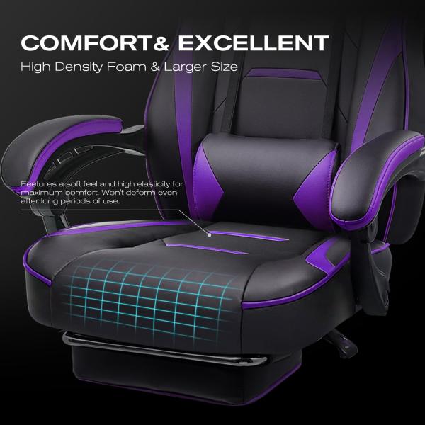 Ergonomic Gaming Chair with Footrest and 360 Swivel/ Height Adjust/Recliner Function