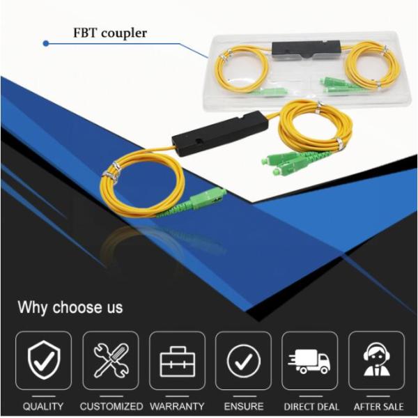 OEM SM FBT Fibre Optic Coupler Splitter 1310nm 1550nm Steel Tube