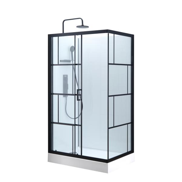 Bathroom Shower Cabins , Quadrant Shower Units 1100 X 800 X 2250 mm black aluminium