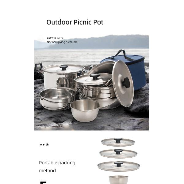 OEM/ODM Camp Cook Set Outdoor Cooking Soup Pot Vegetable Bowl Camping Mess Kit Camping Cookware Set