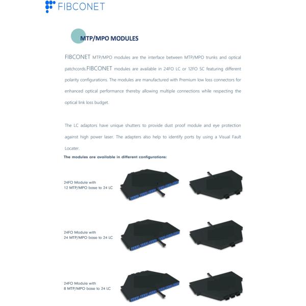 Fiber Optic Equipment Patch Panel Cassette Module MPO Rack 1u 144 Core Upc/APC Black