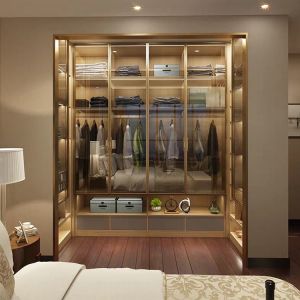 China 16mm Glass Door Wardrobes 18mm Aluminium Sliding Wardrobe on sale