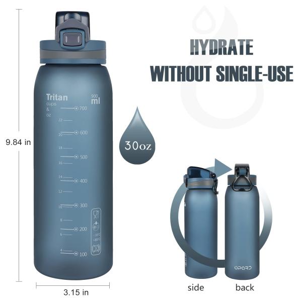 Opard 30oz Tritan Reusable Plastic Sports Water Bottle With Leak Proof Flip Top Lid BPA Free