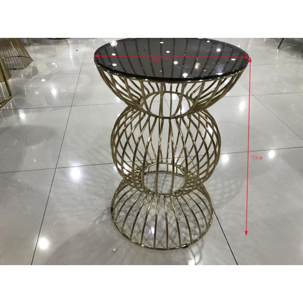 Metallic Texture 50cm 73cm Wrought Iron Glass Coffee Table