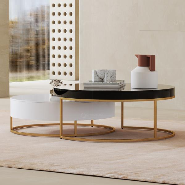 0.91m3 SS Coffee Table Sturdy Wood Top Home Tea Table