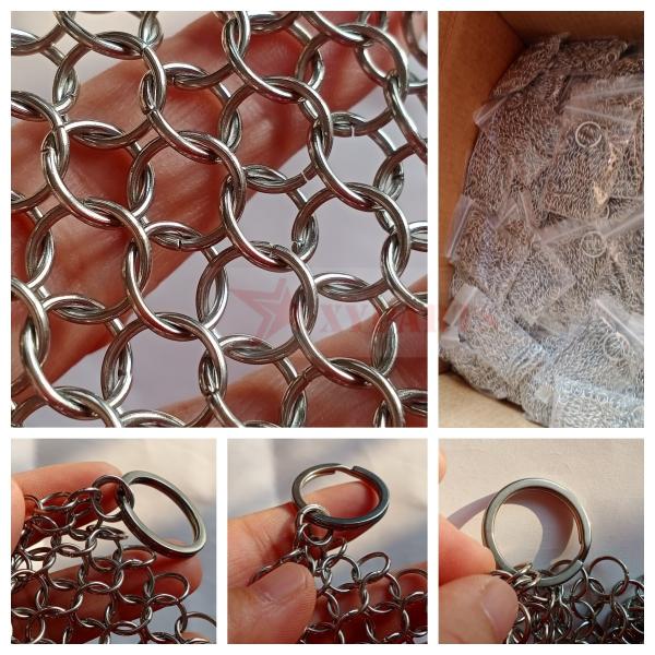 SS316L 10mm Ring Cast Iron Pan Chainmail 8" X 6" High Grade Stainless Steel