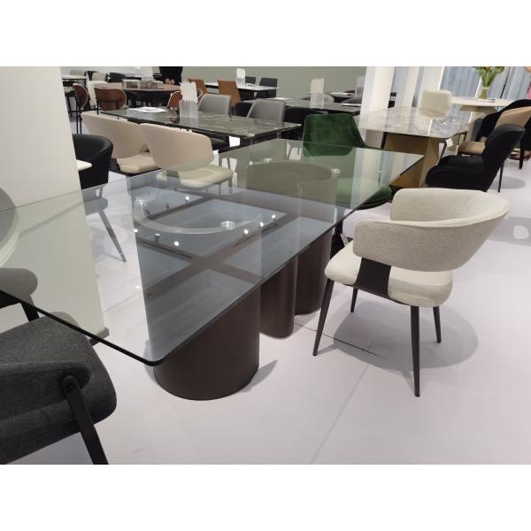 Foshan Furniture Rectangular Glass Top Dining Table 8 Person Tables And Chairs For Dining Room