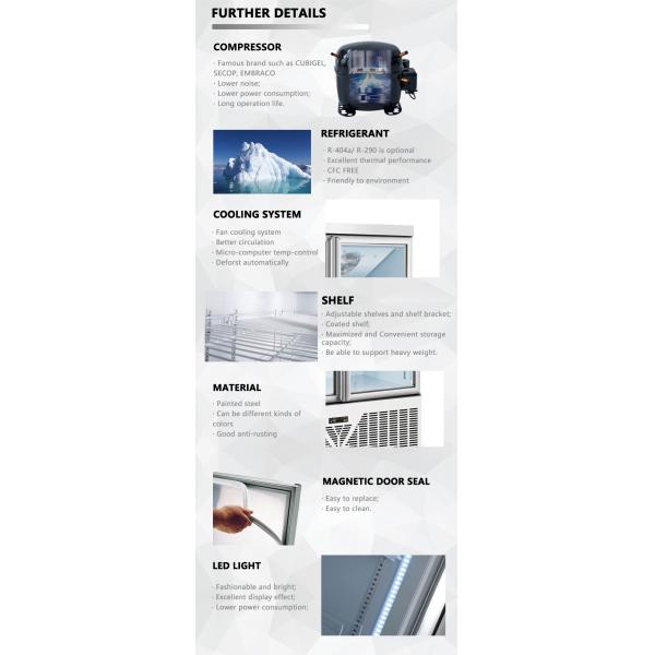 Commercial 220V Direct Cooling Glass-Freezer Beverage Display Cooler Single-Temperature Double Door Refrigerator Supermarkets