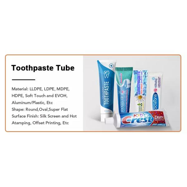Cosmetic Aluminum Squeezed Toothpaste Tube Glossy Coating ISO4001 MDPE