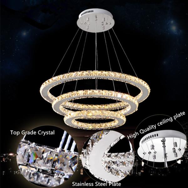 Diamond Crystal Chrome Mirror Finish 64W Stainless Steel Modern Ring Light