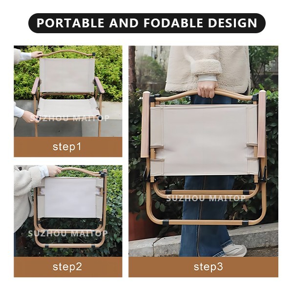 Black camping chair in use