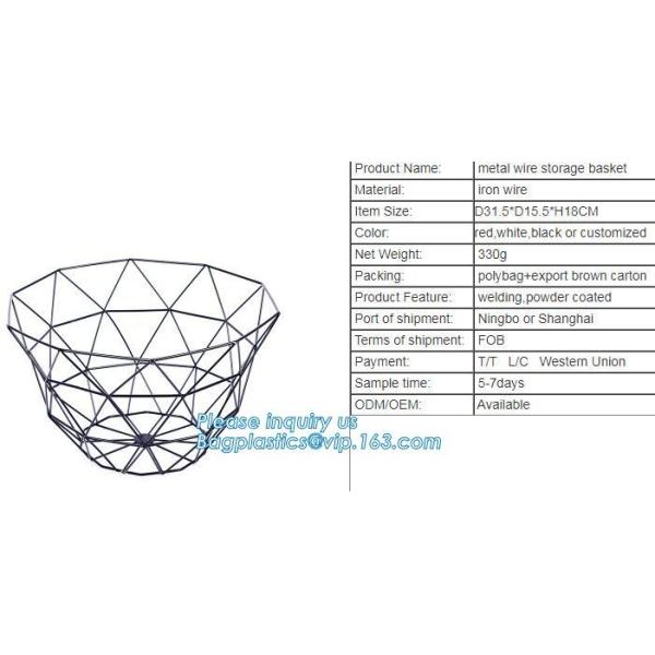 New Design Office Black Wire Mesh Baskets with Magnets, Flat Storage Baskets, Metal Wire 3 Tier Wall Mounted Kitchen Fru