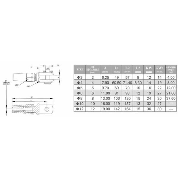 Corrosion Resistant Stainless Steel Cable Railing Systems Swagless Jaw Terminal