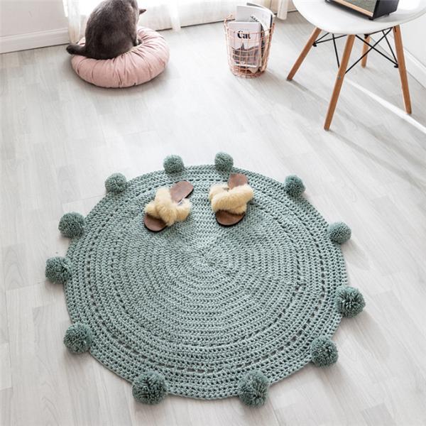 Y-W Blocking Mats for Knitting Washable Floral Kids Rug Modern Nordic Style Cotton Carpet for Children's Room Home Use