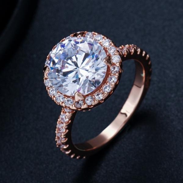 Wedding mix size Carat Round CZ Plated Ring Simulated Eternity Ring Bands Ring Jewelry for Women Bague Anillos