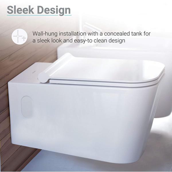 Adjustable Height Rimless Flushing Wall Hung Toilet Bowl Glossy White