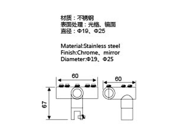 Glass Clamp Type Glass Door Accessories , Circular Tube Sliding Door Fittings