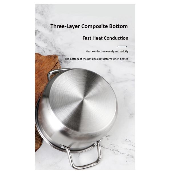 New Arrival 3 Piece Cookware Set Stainless Steel Soup Pot Stock Pot Set Cooking Cookware Set