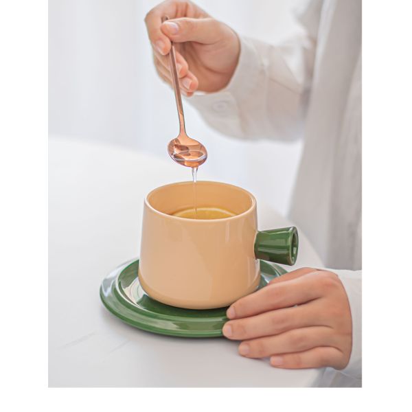 Ceramic Tea Cups And Saucer Sets With Custom Colors Glazed For Restaurant Coffee Cups