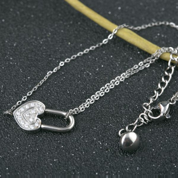 Fashion Jewelry Stainless Steel Heart-Shaped Bracelet , Love shape lock hand chain