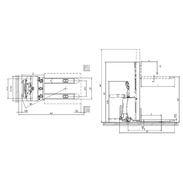 2.2kw Lift Motor Rating at S3 15% Electric Reach Stacker CL1532E with 1500kg Traction Weight and 3200mm Lifting Height