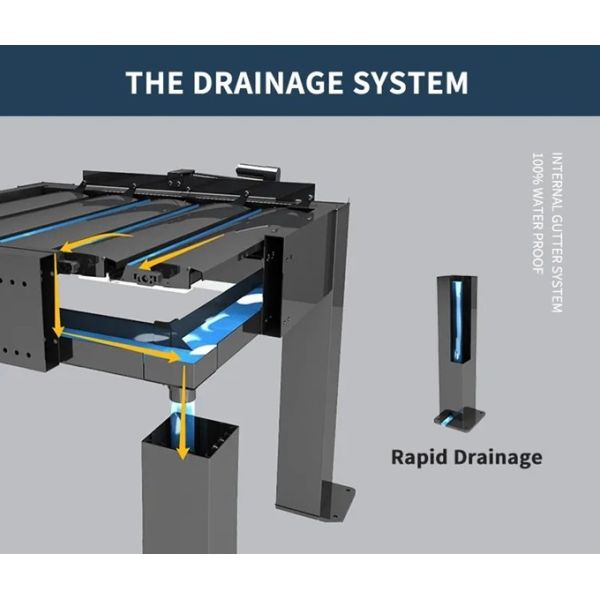 Gray Outdoor Aluminum Pergola Louvered Roof Automatic Canopy with Side Screen
