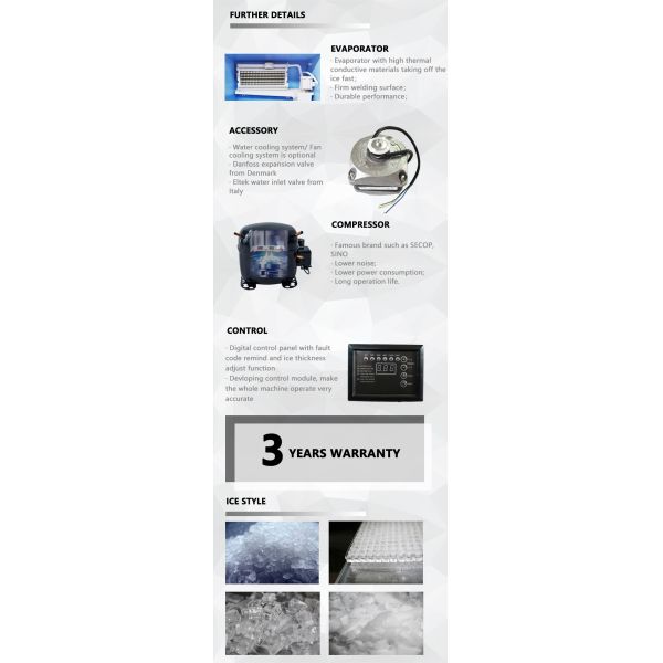 Commercial Home Business 191kg Block Ice Maker LED Automatic Cube Machine for Supermarket Use Single-Temperature Home