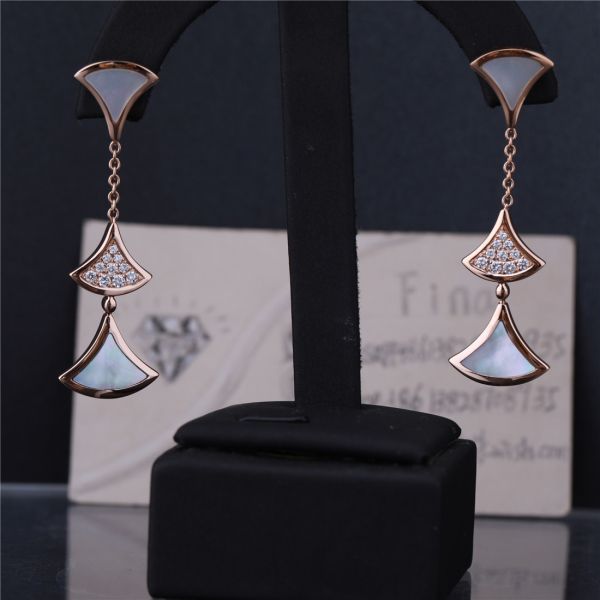 Roma Designer Brand DIVAS' DREAM Earrings Pink Gold 3 Motifs Drop Earrings Feminine Elegance