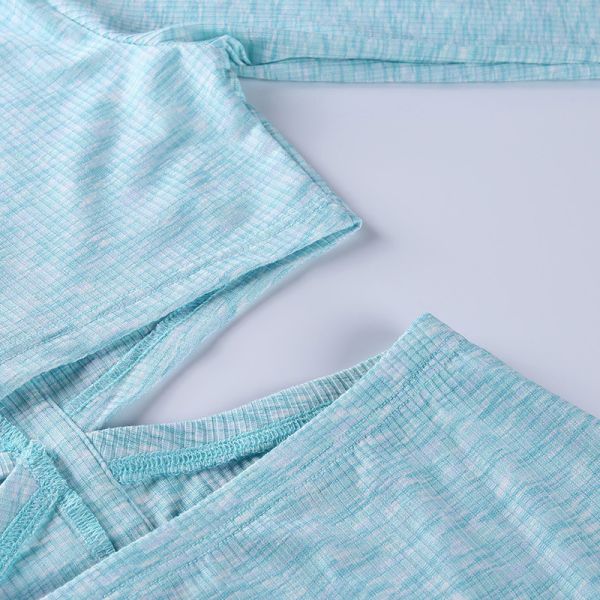 Single Breasted Sexy Ladies Long Sleeve Dress Slim Waist Cutout V Neck