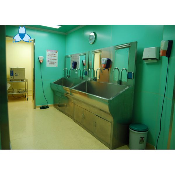 Stainless Steel Hospital Air Filter Hand Basins With Cabinets For 2 Person