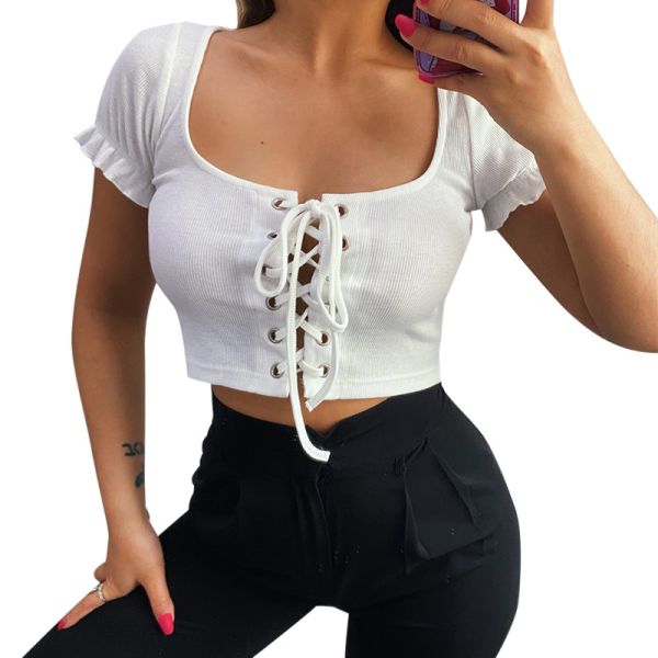 Skinny Navel Multi - Color U Collar Corns With Cardigan Blouse Women