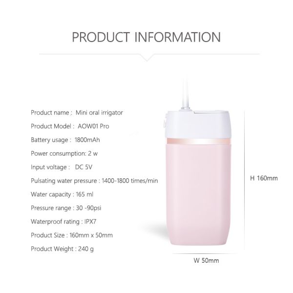 Portable DC 5V Electric Water Flosser Small Lightweight With 2 Nozzles