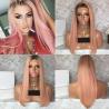 Straight Human Hair Ombre Full Lace Pink Wig Black Root Light pink Front Lace Wig Middle Part With Baby Hair for sale