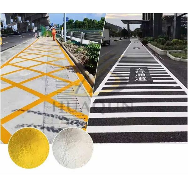 Road Line Paint Yellow White Color Traffic Coating Powder Thermoplastic Hot Melt Road Marking Paint HUAQUN