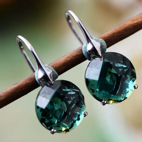 Sterlilng 925 Silver Green Cubic Zircon Drop Earrings Women Jewelry (060308)