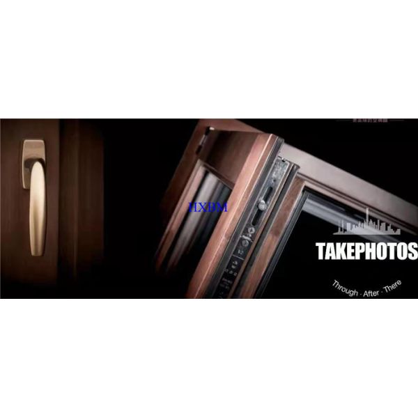 EPDM Gasket Aluminium Clad Oak Wood Windows Embellished For Apartments