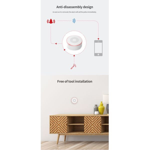 DC 5V Zigbee Siren Home Assistant 2.4GHz Tuya Smart Life Easy Installation