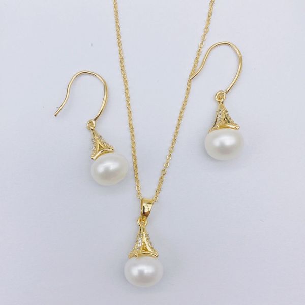 Natural Pearl necklace jewelry set Natural freshwater pearls beaded pearls made of high quality jewelry necklace Earring