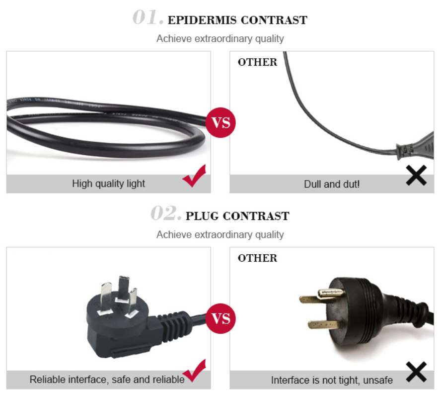 XianD supply tv 2 Pin eu Plug Electric Supply KC approved 360 extension hair dyre cord wire electric high power cable