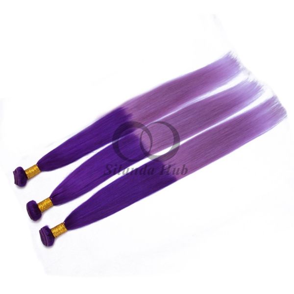 Purple/Light Purple Straight Remy Human Hair Bundles Sew In Weave Bundles Brazilian Bundle Deals