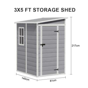 3x5ft Waterproof Plastic Garden Shed with Lockable Door