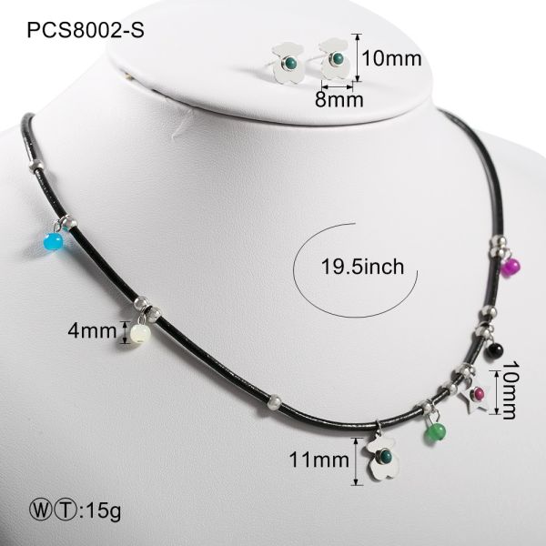 Medical Stainless Steel Jewellry , Black Leather Necklace For Women