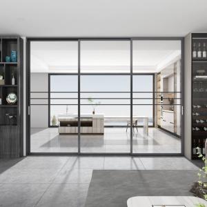 Black Aluminum Sliding Glass Door