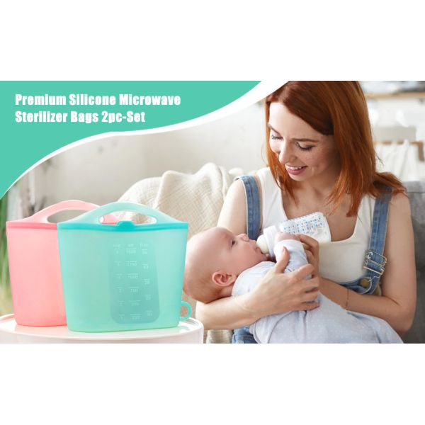 Silicone Microwave Sterilizer Bag Breast Pump Sterilizer Bags Pacifiers, Steam Sterilizer