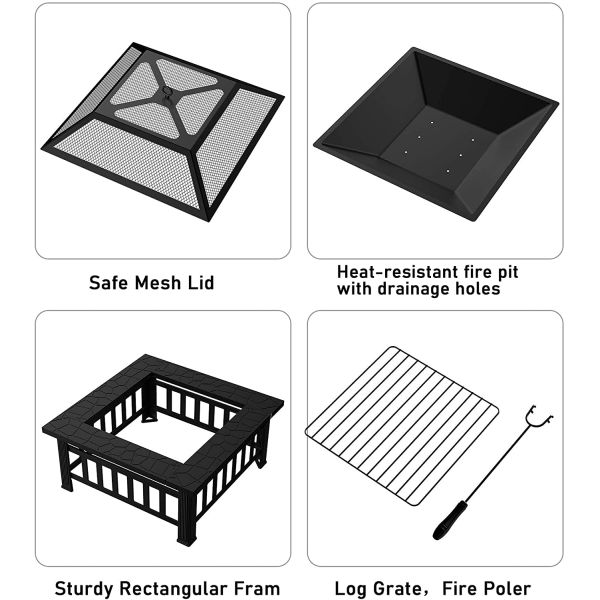 32 Inch Brazier Pan Wood Burning Fire Pit for Indoor Packing Size 62.5*22.5*72.5 cm