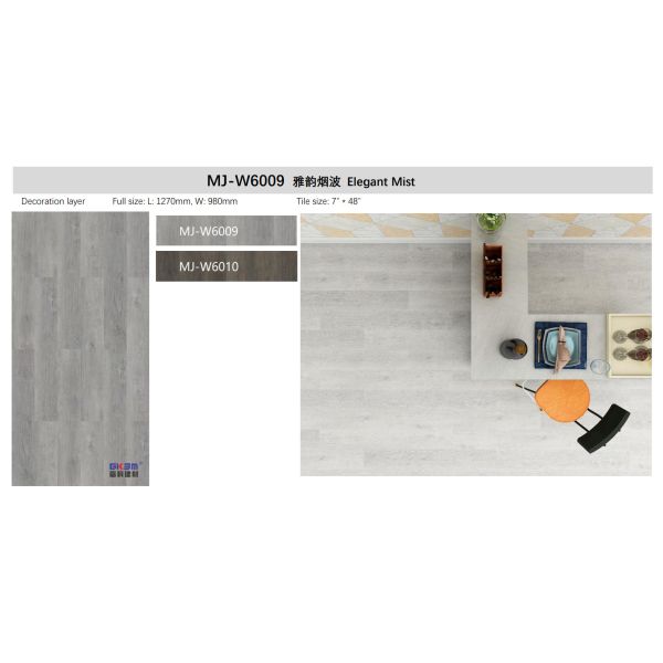 Elegant Mist Grey Click Stone Plastic Composite Flooring 0.3-0.6mm GKBM Greenpy MJ-W6009