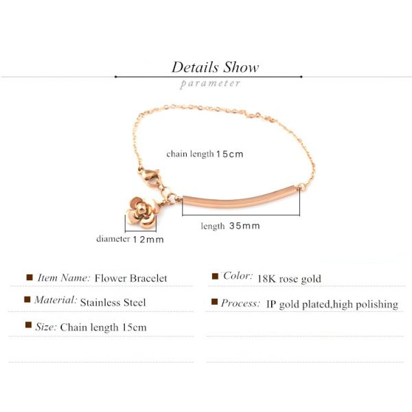 316L Stainless Steel Bangle Camellia Female Bracelet Fashion Jewelry