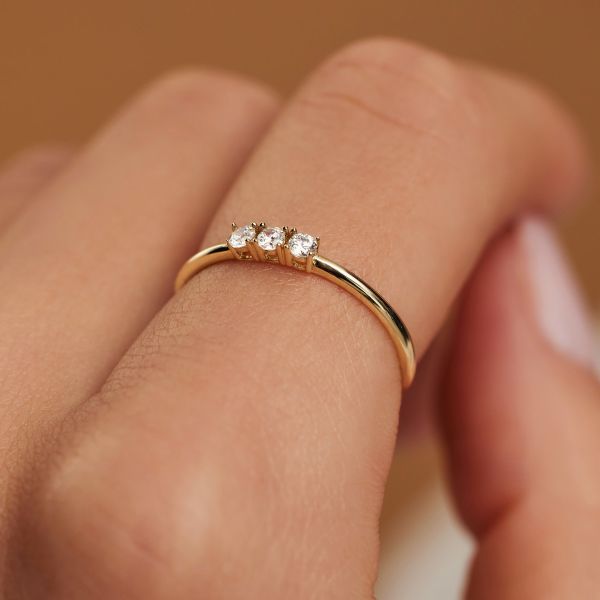 Monte Napoleone Stella 9K Gold Ring With Zir Conia